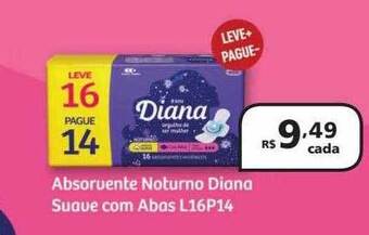 Absorvente noturno diana suave com abas l16p14