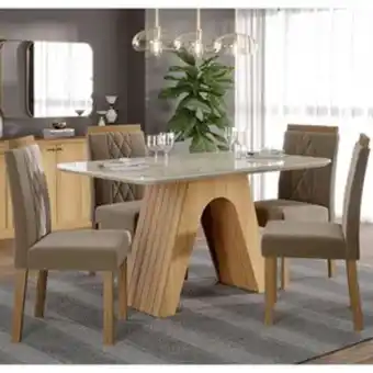 Sipolatti Conjunto de mesa de jantar cimol clara com 04 cadeiras alice oferta