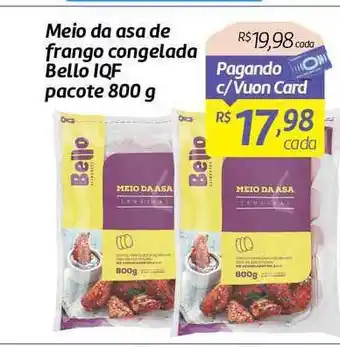 Comper Meio Da Asa De Frango Congelada Bello Iqf 800g oferta