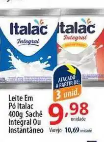 Akki Atacadista Leite Em Pó Italac 400g Sachê Integral Ou Instantâneo 400g oferta