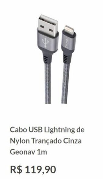 Cabo USB Lightning de Nylon Trancado Cinza Geonav 1m