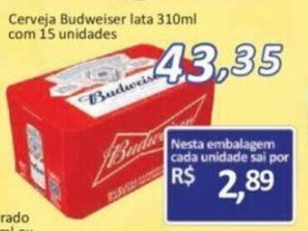 Cerveja Budweiser lata 310ml com 15 unidades