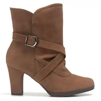 C&A Bota cano médio deise salto alto ocre piccadilly marrom oferta