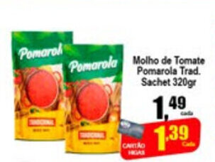 Higa's Supermercado Molho de Tomate Pomarola Trad. sachet 320g oferta