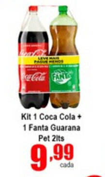 Higa's Supermercado Kit 1 Coca Cola + 1 Fanta Guarana Pet 2L oferta