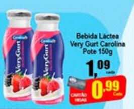 Higa's Supermercado Bebida Lactea Very Gurt Carolina Pote 150g oferta