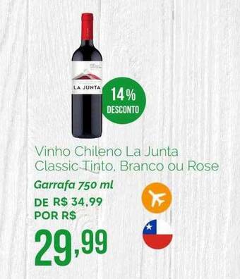 Oba Hortifruti Vinho chileno la junta classic tinto branco ou rose 14% desconto oferta