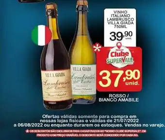 Super Vale Supermercados Vinho italiano lambrusco villa giada oferta