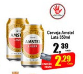 Higa's Supermercado Cerveja Amstel lata 350ml oferta
