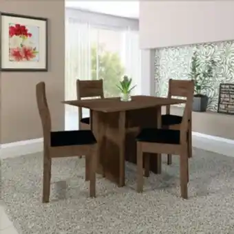Lojas Obino Conjunto sala de jantar 4 cadeiras talita indekes noce oferta