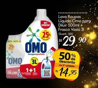 Giassi Supermercados Lava roupas liquido omo para diluir + frasco vazio 50% de desconto na 2a unidade oferta