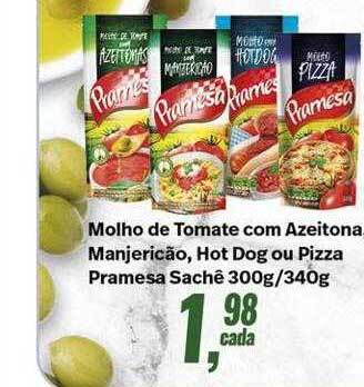 Rede Multi Market Molho de tomate com azeitona manjericão hot dog ou pizza pramesa oferta