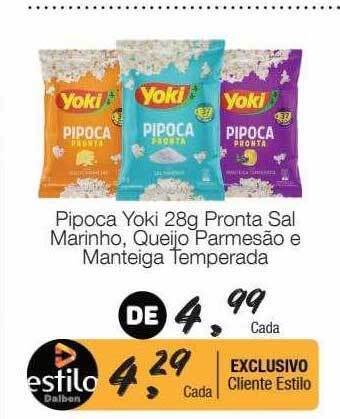 Supermercado Dalben Pipoca yoki pronta sal marinho queijo parmesão e manteiga temperada oferta