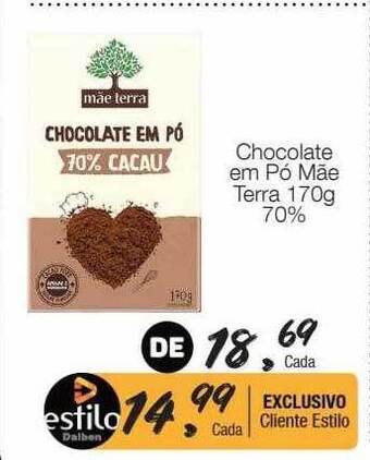 Supermercado Dalben Chocolate em pó mãe terra 70% oferta