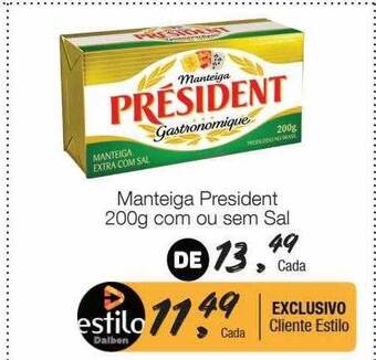 Supermercado Dalben Manteiga president com ou sem sal oferta