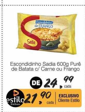 Supermercado Dalben Escondidinho sadia purê de batata c carne ou frango oferta