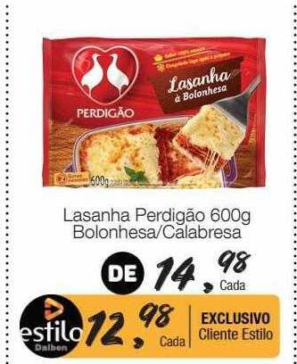 Supermercado Dalben Lasanha perdigão bolonhesa calabresa oferta