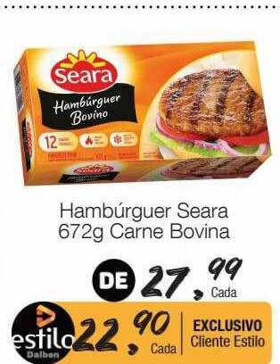 Supermercado Dalben Hambúrguer seara carne bovina oferta