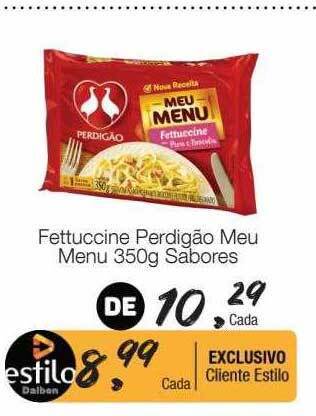 Supermercado Dalben Fettuccine perdigão meu menu sabores oferta