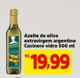 Azeite de Oliva extravirgem argentino Cocinero vidro 500ml