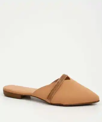 Mule feminino bico fino strass beira rio