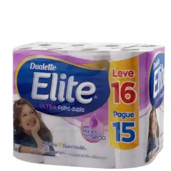 Papel higiênico dualette elite folha dupla 30m leve 16 pague 15