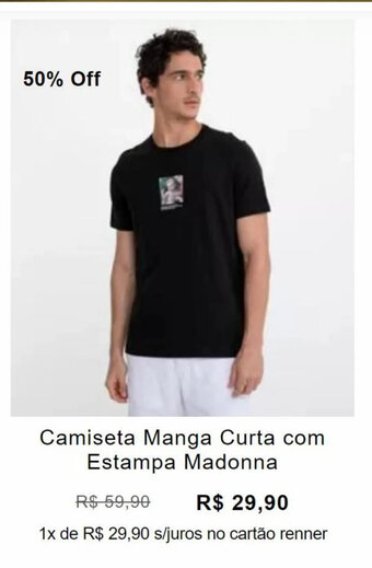 Renner Camiseta Manga Curta com Estampa Madonna oferta