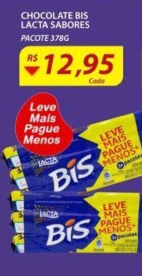 Assaí Atacadista Chocolate Bis Lacta Sabores 378g oferta