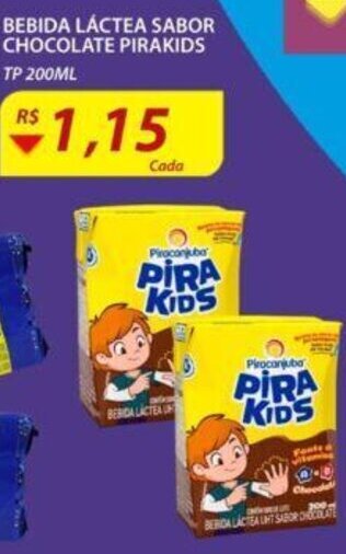 Assaí Atacadista Bebida Lactea Sabor Chocolate Pirakids 200ml oferta