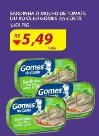Assaí Atacadista Sardinha o Molho de Tomate ou ao Oleo Gomes da Costa 75g oferta