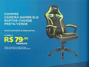 Compre Cadeira Gamer Elg Raptor Ch04ge Preta Verde