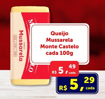 Rossi Supermercado Queijo Mussarela Monte Castelo cada 100g oferta