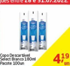 Tenda Atacado Copo descartável select branco 180ml pacote 100un oferta