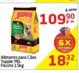 Tenda Atacado Alimento para cães yuppie mix pacote 15kg oferta