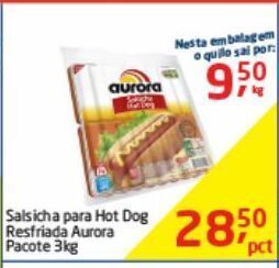 Tenda Atacado Salsicha para hot dog resfriada aurora pacote 3kg oferta