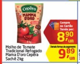 Tenda Atacado Molho de tomate tradicional refogado mama d’oro cepêra sachê 2kg oferta
