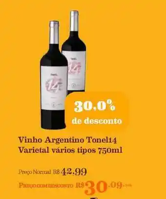 Mercadinhos São Luiz Vinho Argentino Tonel14 30% De Desconto 750ml oferta