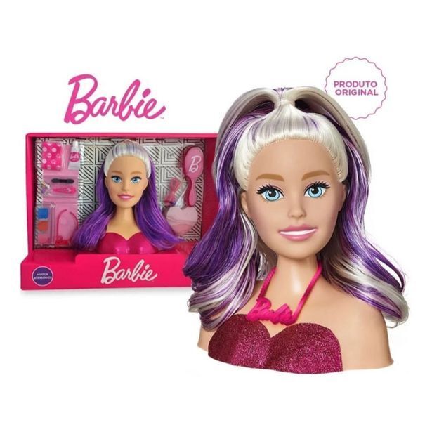 Boneca Barbie Busto - Maquiagem e Cabelo - Pupee - 1265 - Xickos Brinquedos