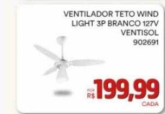 Conibase Ventilador teto wind light 3p branco 127v ventisol oferta