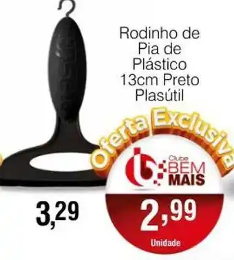 Rodinho de pia de plástico 13cm preto plasútil