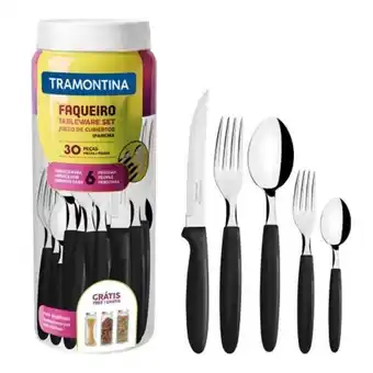 Casa Freitas Faqueiro inox 30 peças preto ipanema tramontina oferta