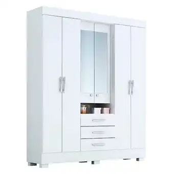 Guarda-roupa acp débora 6 portas 3 gavetas em mdf branco