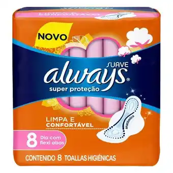 Atacadão Absorvente com abas cobertura suave pacote 8 unidades - always/super proteção oferta
