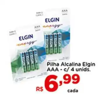 Shibata Supermercados Pilha alcalina Elgin AAA c/ 4 unids. oferta