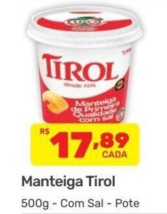 Supermercados Condor Manteiga Tirol 500g oferta