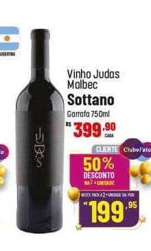 Muffato Vinho judas malbec sottano garrafa oferta