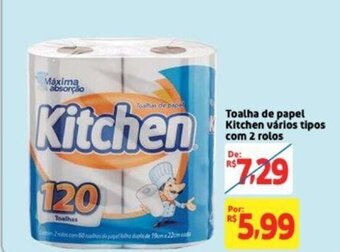 Toalha de Papel Kitchen varios tipos com 2 rolos