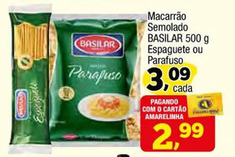 Macarrao Semolado Basilar 500g espaguete ou parafuso