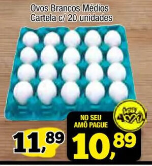Ovos Brancos Medios Cartela c/20 unidades