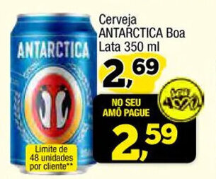 Amarelinha supermercados Cerveja Antarctica Boa lata 350ml oferta